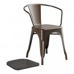 Lancaster Table & Seating Alloy Copper Indoor Arm Chair with Black Wood Seat Lancaster Table & Seating Alloy Copper Indoor Arm Chair with Black Wood Seat