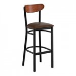 Lancaster Table & Seating Boomerang Black Finish Chair with Dark Brown Vinyl Seat and Antique Walnut Wood Back