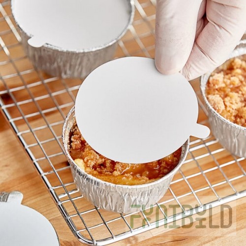 Baker's Lane Round Foil Board Lid for 4 oz. Ramekin Cup - 50/Pack