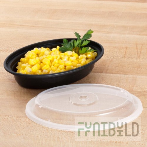 Pactiv Newspring OC06B 6 oz. Black VERSAtainer Oval Microwavable Container With Lid - 150/Case
