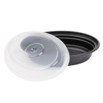 Pactiv Newspring OC06B 6 oz. Black VERSAtainer Oval Microwavable Container With Lid - 150/Case
