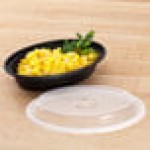 Pactiv Newspring OC06B 6 oz. Black VERSAtainer Oval Microwavable Container With Lid - 150/Case