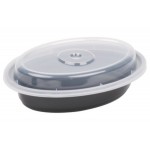 Pactiv Newspring OC06B 6 oz. Black VERSAtainer Oval Microwavable Container With Lid - 150/Case
