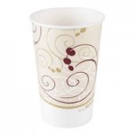 Solo KH32A-J8000 Symphony Print 32 oz. Double Poly-Paper Soup / Hot Food Cup with Vented Paper Lid - 250/Case