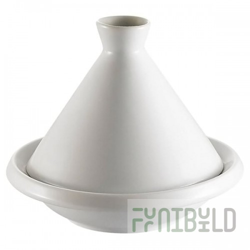 CAC COL-A8 White Tajine Dish with Lid 8 1/2