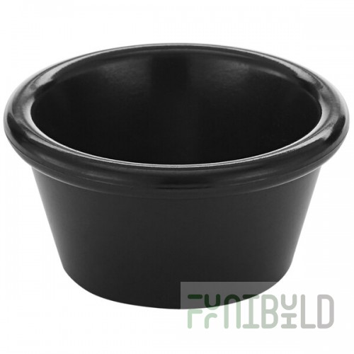 American Metalcraft 2 oz. Smooth Black Melamine Ramekin - 12/Case