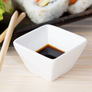 American Metalcraft CSC15 1.5 oz. White Square Porcelain Sauce Cup - 12/Case