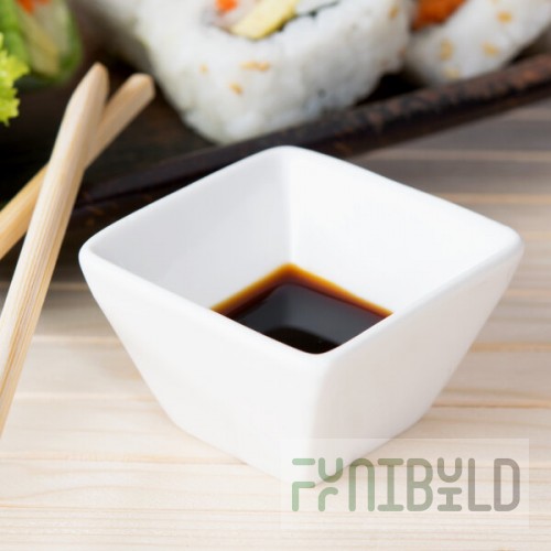 American Metalcraft CSC15 1.5 oz. White Square Porcelain Sauce Cup - 12/Case