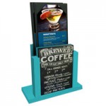 Menu Solutions WDAFR-A Sky Blue Wood Menu Holder / Tent with 4