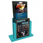 Menu Solutions WDAFR-A Sky Blue Wood Menu Holder / Tent with 4