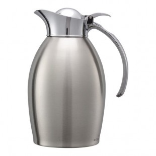 Service Ideas Nicollet 33.8 oz. Brushed Stainless Steel Insulated Carafe / Server with Flip Top Lid NIC10BS