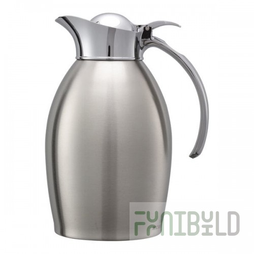 Service Ideas Nicollet 33.8 oz. Brushed Stainless Steel Insulated Carafe / Server with Flip Top Lid NIC10BS