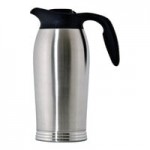 Service Ideas ErgoServ® 64.2 oz. Brushed Stainless Steel Cold Beverage Pitcher with Black Plastic Lid 10-00009-010