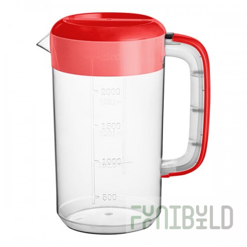 Choice 80 oz. Polypropylene Beverage Pitcher with Red Lid and Handle - 4/Pack