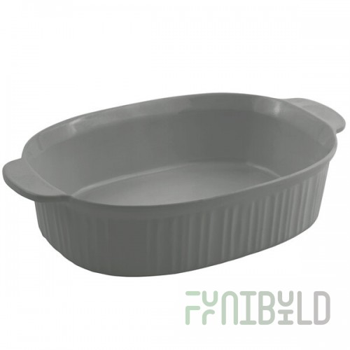 Bon Chef 5055 4 Qt. Platinum Gray Sandstone Finish Cast Aluminum Oval Casserole Dish