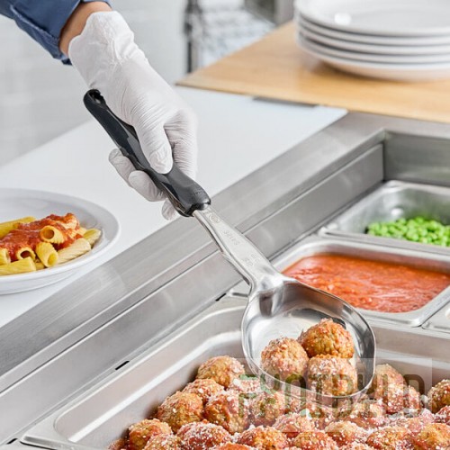 Vollrath 6412620 Jacob's Pride® 6 oz. Black Solid Oval Spoodle® Portion Spoon