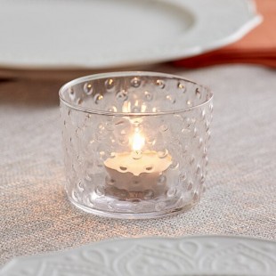 Acopa 7.5 oz. Hobnail Cylindrical Glass Votive Candle Holder - 12/Case