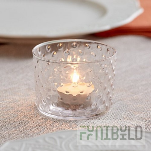 Acopa 7.5 oz. Hobnail Cylindrical Glass Votive Candle Holder - 12/Case
