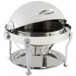 Bon Chef 18000 Elite Round 8 Qt. Dripless Round Stainless Steel with Brass Accents Roll Top Chafer with Lion Legs Bon Chef 18000 Elite Round 8 Qt. Dripless Round Stainless Steel with Brass Accents Roll Top Chafer with Lion Legs