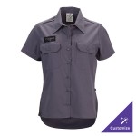 Mercer Culinary Metro Edge Women's Gray Short Sleeve Brewer / Work Shirt - 2XL