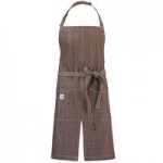 Mercer Culinary M63200BKD Metro Edge Flannery Black Dobby Denim Bib Apron with Adjustable Neck, Leather Towel Holder, and 3 Pockets - 34 1/4
