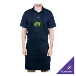 Chef Revival Navy Blue Poly-Cotton Customizable Bib Apron with 1 Pocket - 34