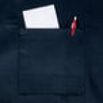 Chef Revival Navy Blue Poly-Cotton Customizable Bib Apron with 1 Pocket - 34