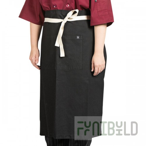 Uncommon Chef 3119 Black Customizable 100% Cotton Canvas Marvel Bistro Apron with Natural Webbing and 1 Pocket - 33