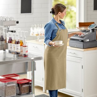 Acopa Ashville Sage Linen Adjustable Bib Apron with 3 Pockets - 34 Acopa Ashville Sage Linen Adjustable Bib Apron with 3 Pockets - 34