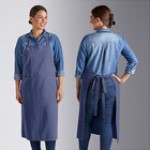 Acopa Ashville Sage Linen Adjustable Bib Apron with 3 Pockets - 34