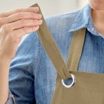 Acopa Ashville Sage Linen Adjustable Bib Apron with 3 Pockets - 34