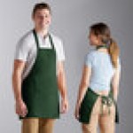 Acopa Ashville Sage Linen Adjustable Bib Apron with 3 Pockets - 34