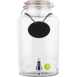 TableCraft 2.5 Gallon Country Glass Beverage Dispenser with Chalkboard Sign BDG2000