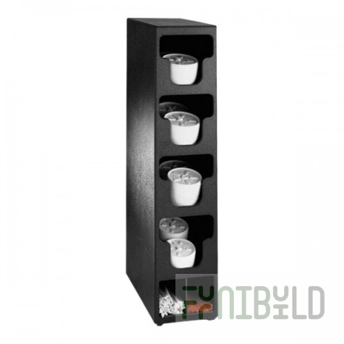 Dispense-Rite Black Polystyrene 4-Section Vertical Countertop Lid and Straw Organizer TLO-4BT