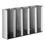 ServSense Adjustable 5-Section Stainless Steel Wall-Mount / Countertop 1.5 - 5.5 oz. Portion Cup / Lid Organizer