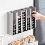 ServSense Adjustable 5-Section Stainless Steel Wall-Mount / Countertop 1.5 - 5.5 oz. Portion Cup / Lid Organizer