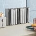 ServSense Adjustable 5-Section Stainless Steel Wall-Mount / Countertop 1.5 - 5.5 oz. Portion Cup / Lid Organizer