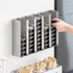 ServSense Adjustable 5-Section Stainless Steel Wall-Mount / Countertop 1.5 - 5.5 oz. Portion Cup / Lid Organizer