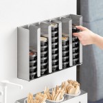 ServSense Adjustable 5-Section Stainless Steel Wall-Mount / Countertop 1.5 - 5.5 oz. Portion Cup / Lid Organizer