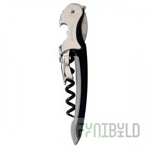Franmara 3165-01 Murano Waiter's Corkscrew with Black Handle