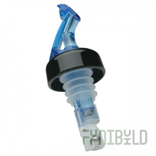 Precision Pours 78 BL C/F 0.875 oz. Ocean Blue Measured Liquor Pourer with Collar and Fliptop - 12/Pack