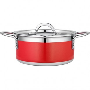 Bon Chef Country French X 2.28 Qt. Red Stainless Steel Pot - 71300-CF2-R Bon Chef Country French X 2.28 Qt. Red Stainless Steel Pot - 71300-CF2-R