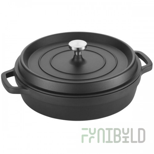 Spring USA Ironlite 2.7 Qt. Black Non-Stick Round Casserole Dish with Cover 8656-8/28
