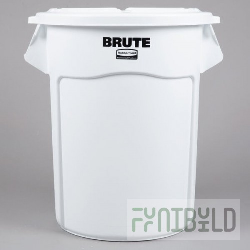 Rubbermaid® BRUTE 55 Gallon / 880 Cup White Round Ingredient Storage Bin with Lid