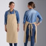 Acopa Ashville Natural Linen Adjustable Bib Apron with 3 Pockets - 34 Acopa Ashville Natural Linen Adjustable Bib Apron with 3 Pockets - 34