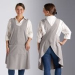 Acopa Ashville Natural Linen Adjustable Bib Apron with 3 Pockets - 34 Acopa Ashville Natural Linen Adjustable Bib Apron with 3 Pockets - 34