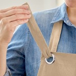 Acopa Ashville Natural Linen Adjustable Bib Apron with 3 Pockets - 34 Acopa Ashville Natural Linen Adjustable Bib Apron with 3 Pockets - 34