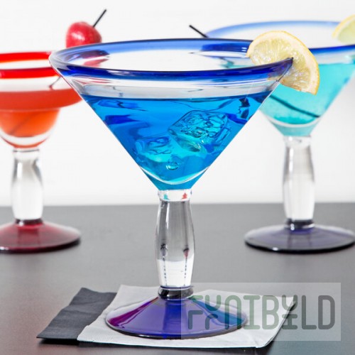 Libbey Aruba 24 oz. Customizable Martini Glass with Cobalt Rim and Base - 12/Case