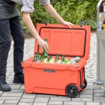 CaterGator CG45CLW Coral 45 Qt. Mobile Rotomolded Outdoor Cooler / Ice Chest