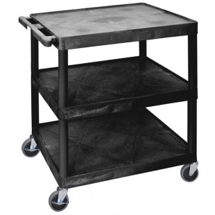 Luxor HE40-B Black 3 Shelf Utility Cart - 32